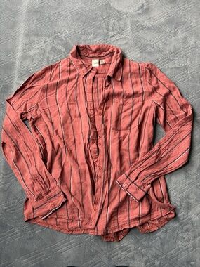 Roxy Button Down Top Shirt Striped US 10